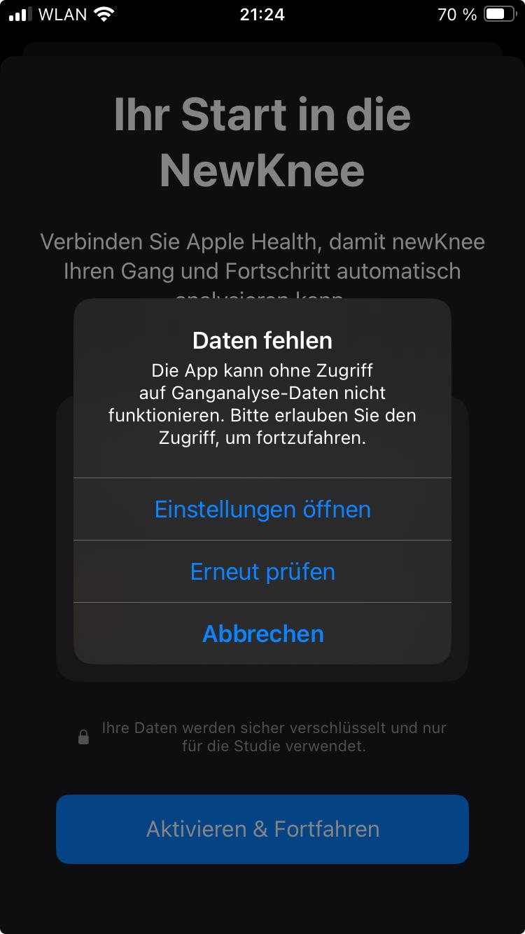 Fehlermeldung Daten fehlen